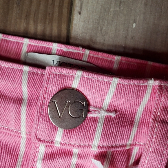 NWT Victor Glemaud Aurora Pink and White Striped Denim Mini Skirt Size 0 - Picture 9 of 16